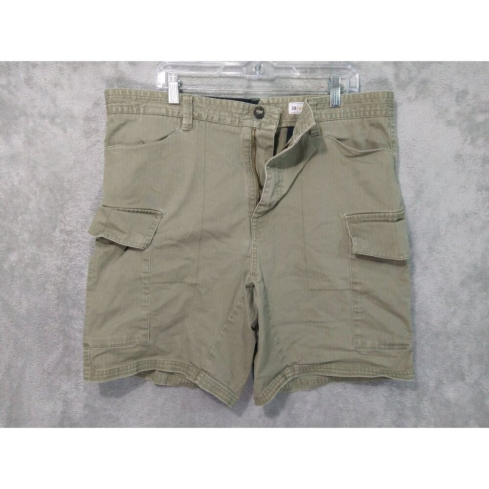 Volcom Shorts Mens 38 x 8 Green Cargo Chino Mid Rise Flat Front Skater